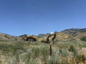 View of mountain background with rural landscape
