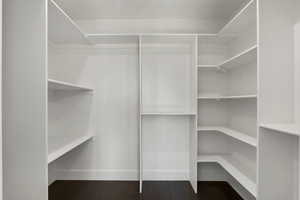 Spacious closet featuring dark tile patterned floors