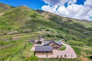 View from above of property featuring mountains