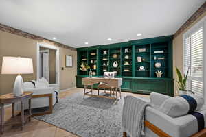 Main Floor Private Office with built ins.