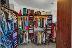 Spacious closet with carpet