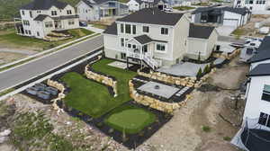 Aerial perspective of suburban area
