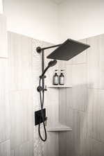 Bathroom view of tiled shower