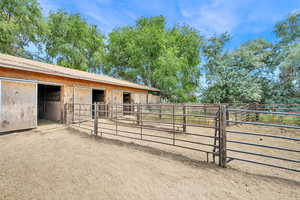 View of horse barn