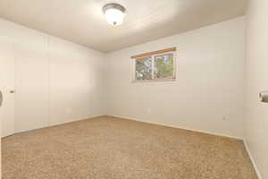 Carpeted empty room with baseboards