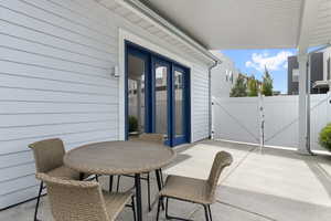 View of patio and outdoor dining area
