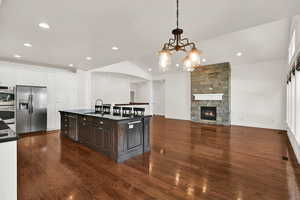 Great room with real hard wood floors