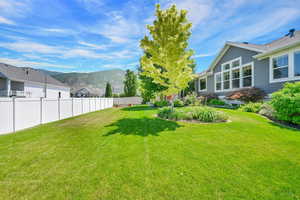 View of yard with a mountain view