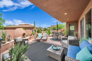 View of patio / terrace with an outdoor hangout area and outdoor dining space