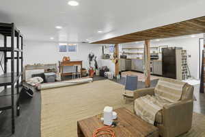 Below grade area with recessed lighting