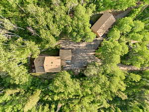 Aerial view of property and surrounding area in the Summer.