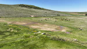 View of mountain background with rural landscape and a pastoral area