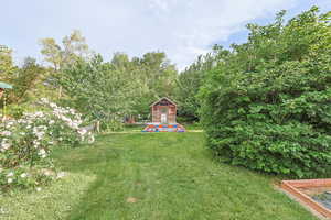 Mature Landscaping with Log Cabin