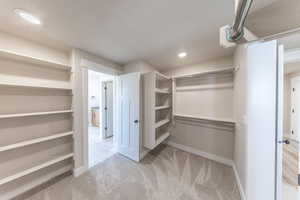 Spacious closet with carpet floors