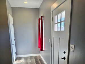 Entry/ Foyer 9 ft ceilings, wide hallways, stairs and oversized doors.