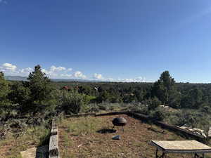 fire pit area with railroad ties