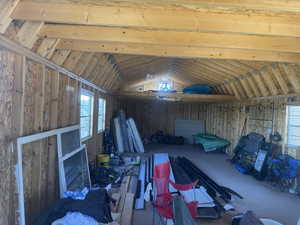 cabin shell - view of loft and future kitchen-family room
