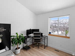 Bedroom #3 upstairs currently used as a work from home office. Quite the office view!