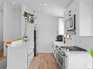 Remodeled gally style Kitchen with stainless steel appliances & a view while doing dishes of the deer in your backyard!