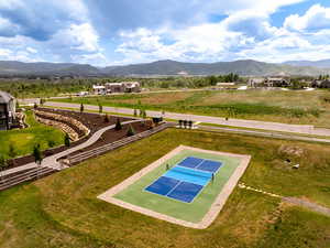 Aerial view of a mountainous background