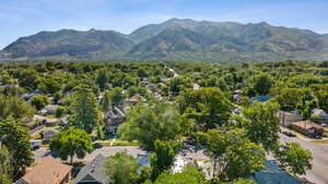View of mountain background with nearby suburban area