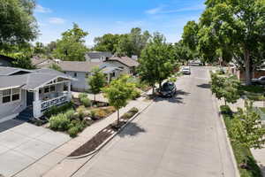 Aerial perspective of suburban area