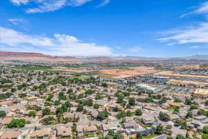 Drone / aerial view of a mountain backdrop