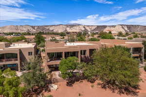 View of mountain background with nearby suburban area