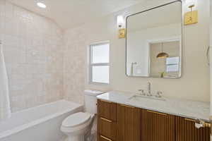 Full bathroom with vanity and tub / shower combination