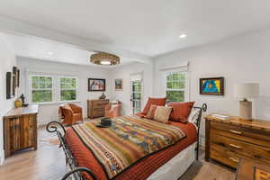 Bedroom featuring light wood-style floors and recessed lighting