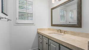 Bathroom with plenty of natural light and vanity