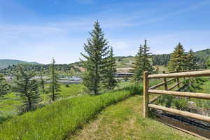View of yard with a mountain view