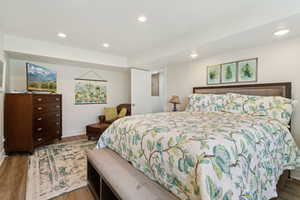 Bedroom featuring wood finished floors and recessed lighting