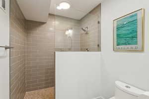 Bathroom with a walk in shower