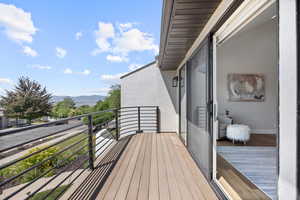 Balcony featuring a mountain view off Primary Suite.