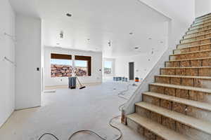 Staircase with concrete floors