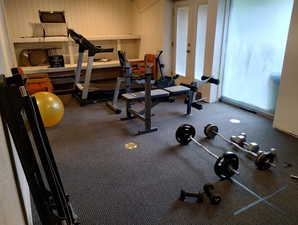 Workout area with carpet