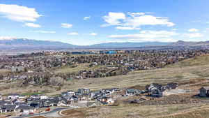 View of mountain background with nearby suburban area