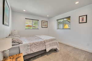 Bedroom featuring carpet floors and recessed lighting