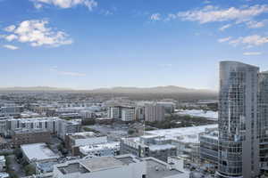 View of city with a mountain backdrop