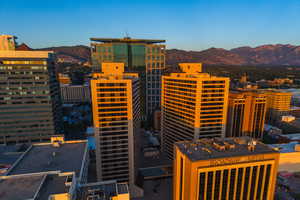 View of city featuring a mountainous background