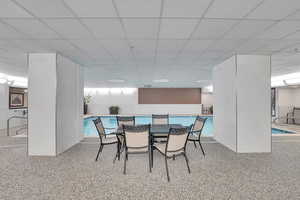 Dining room with a paneled ceiling