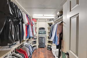 Spacious closet with wood finished floors