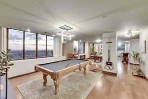 Rec room featuring wood finished floors and pool table