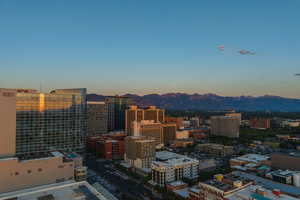 View of city with mountains