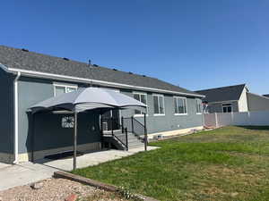 Backyard with in-ground awning