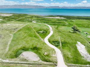 Drone / aerial view of a water and mountain view