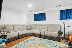 Living area featuring wood finished floors