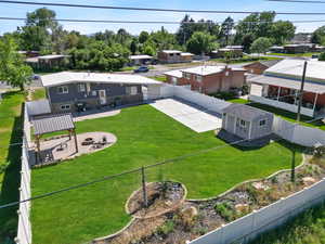 Aerial perspective of suburban area