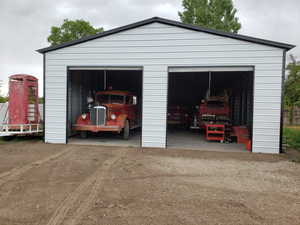 View of detached garage